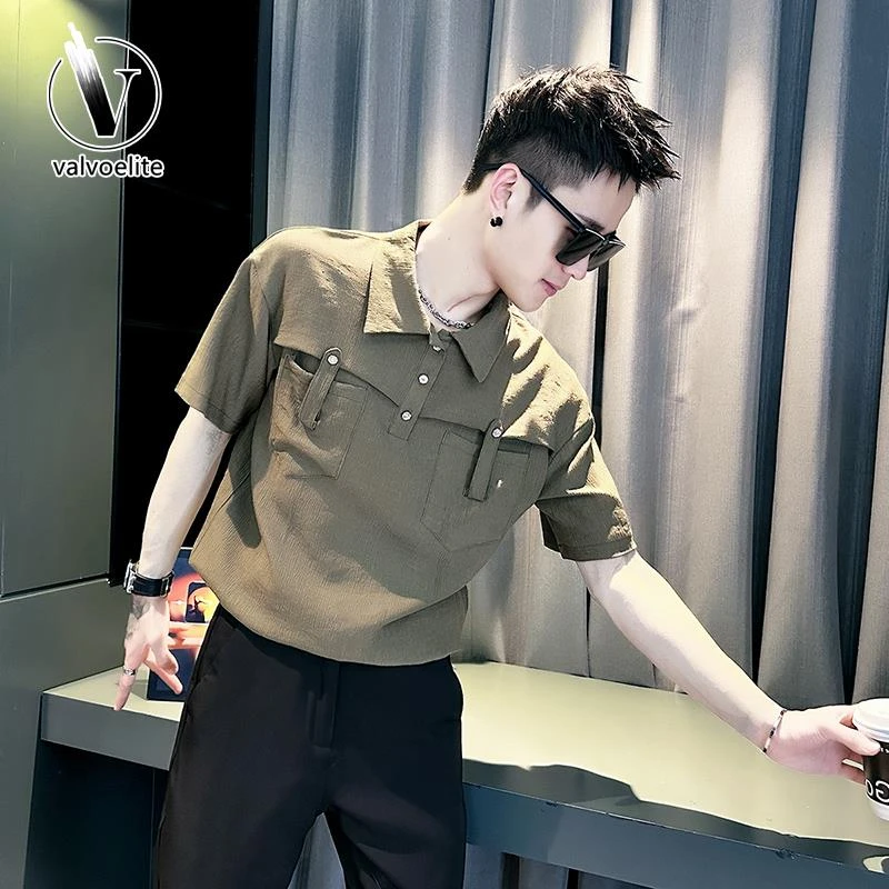 VALVOELITE男款短袖体恤潮流帅气新款夏季设计感潮牌痞帅时尚上衣