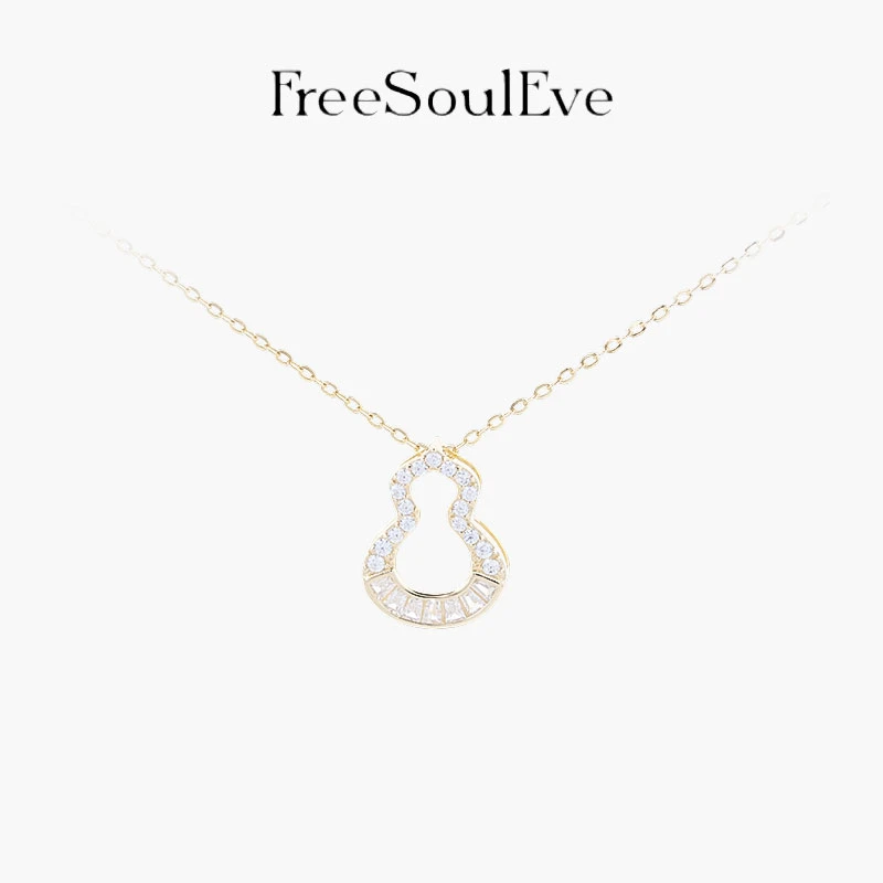 坠链均925银合成锆石 FreeSoulEve葫芦项链微镶韩系甜酷风吊坠
