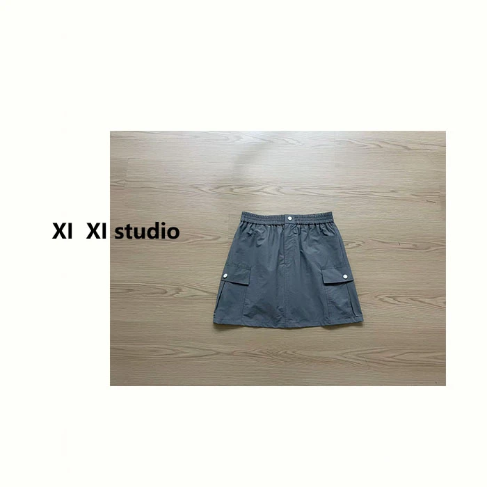 【汐汐女装】韩版小个子定制百搭复古纯色工装裙 7256