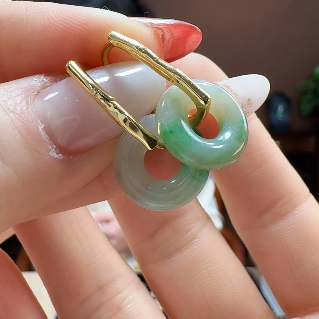 翡翠耳饰银S925镶嵌耳饰