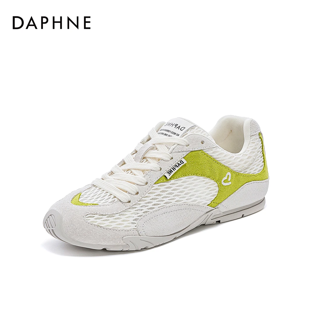 【达芙妮】25年夏季新款飞织网面德训鞋透气百搭休闲潮流女鞋 跟3.3