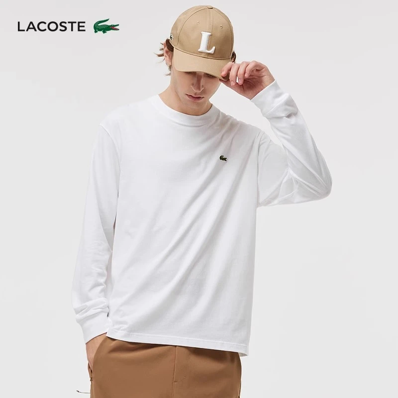 LACOSTE法国鳄鱼男装25春夏百搭纯色纯棉圆领长袖正肩T恤|TH7307