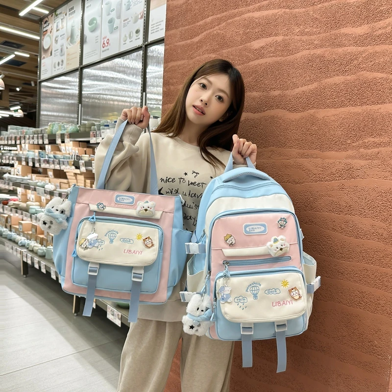 高颜值书包女初中学生小清新少女双肩包小学生3-6年级大容量背包