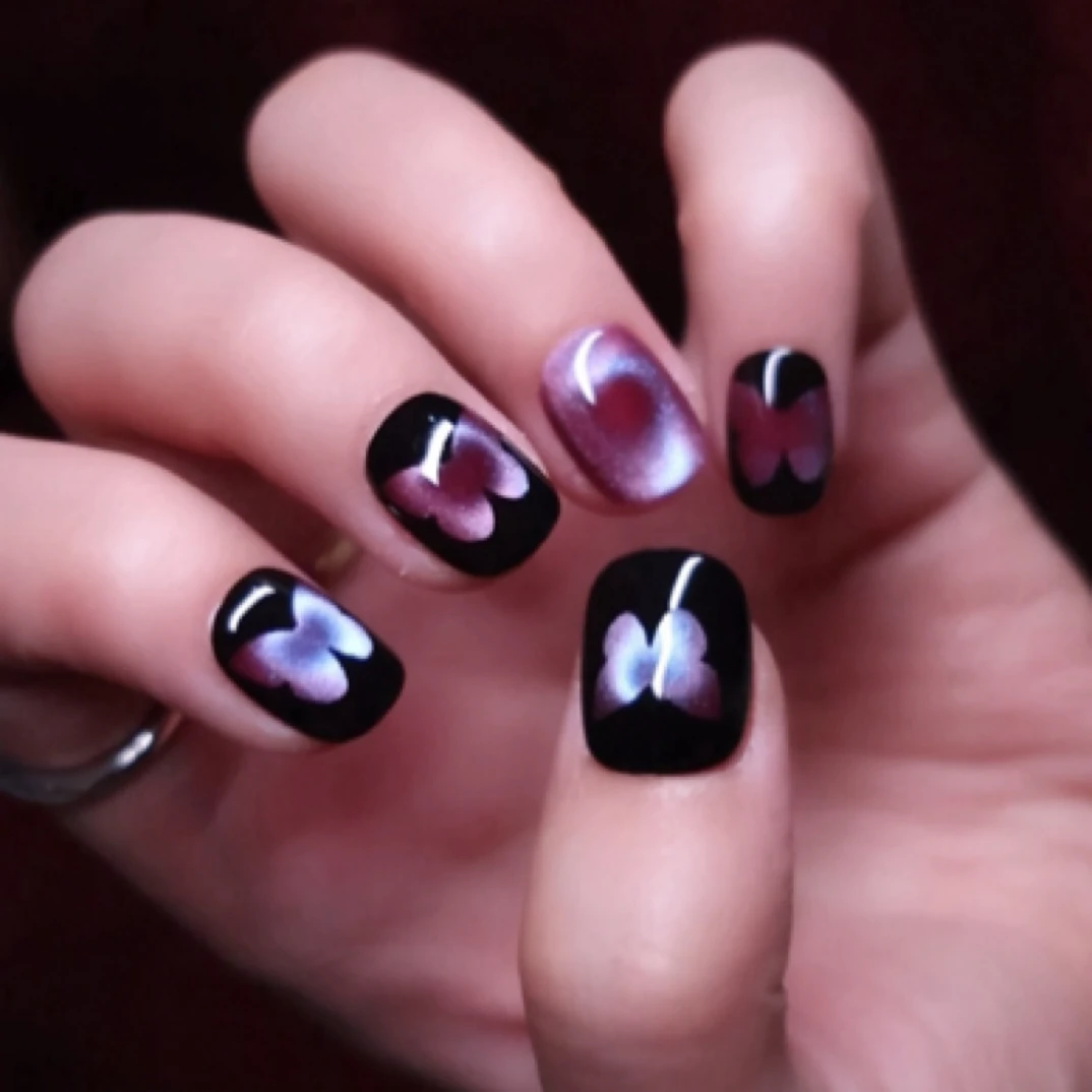 【电子闪碟】纯手工蝴蝶元素穿戴甲显白高级感短款百搭美甲