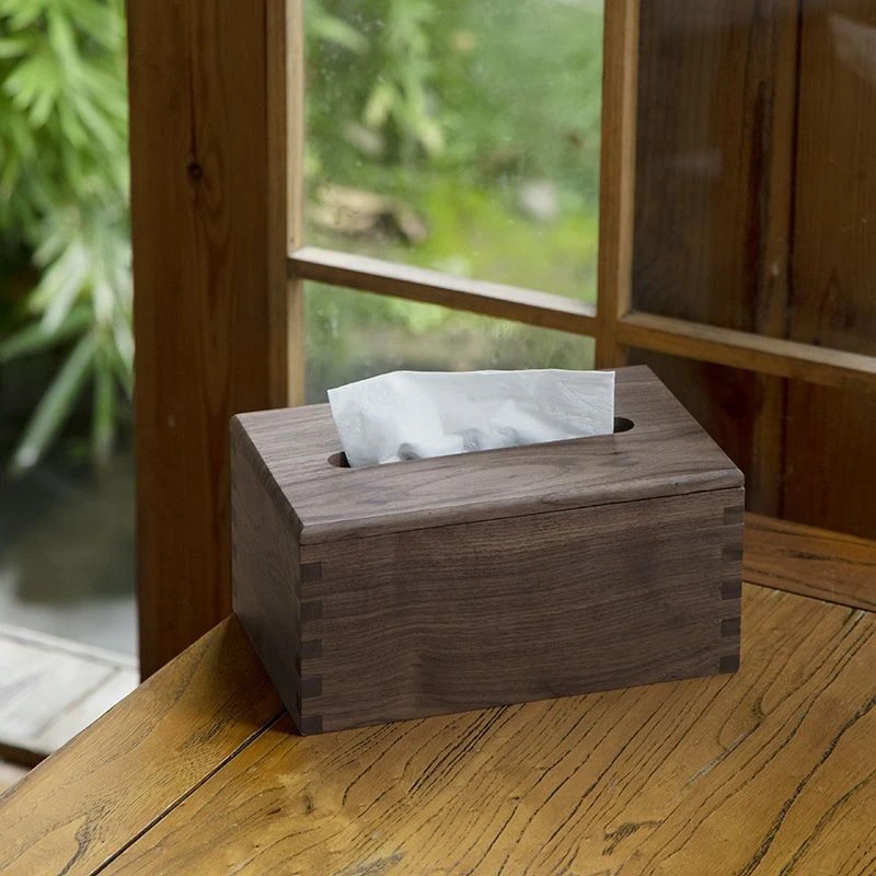 北美黑胡桃木简约多功能纸巾收纳盒家用客厅茶几桌面适用抽纸盒