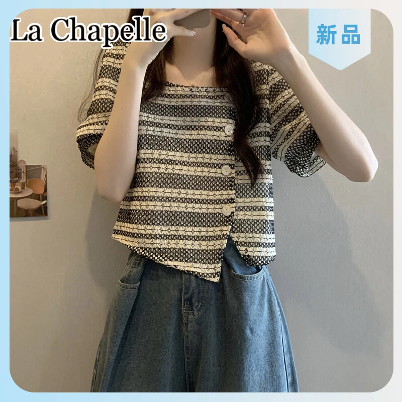 短袖复古拉夏贝尔温柔衣服小香风针织衫气质知性T恤女款2025