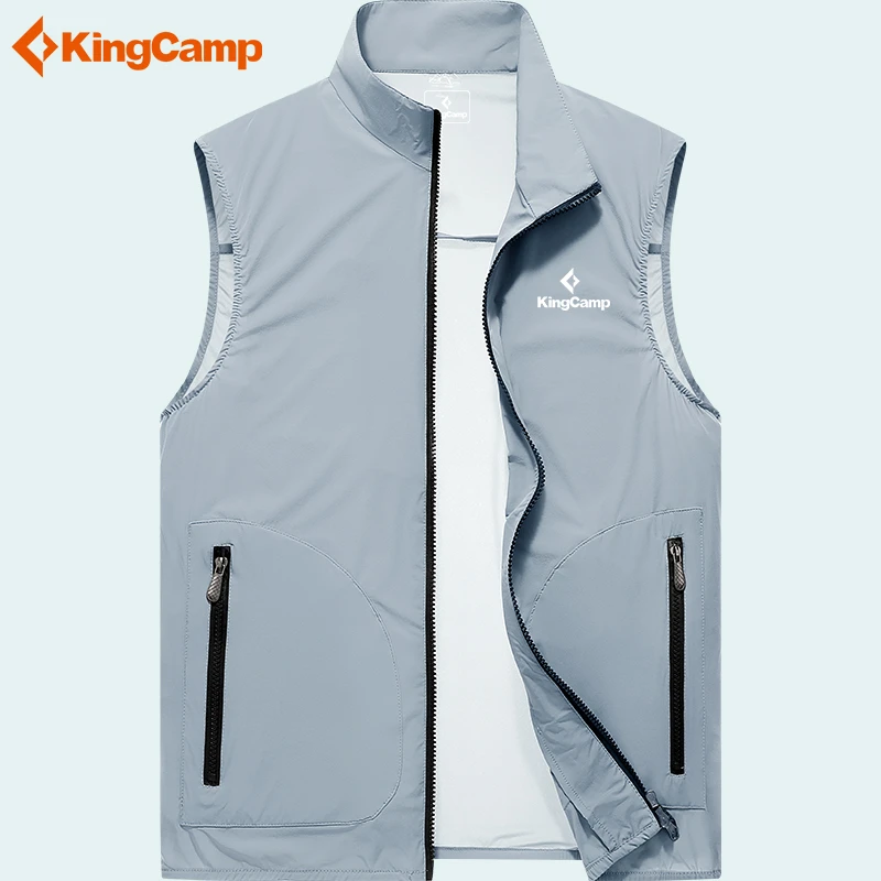 KingCamp夏季马甲男超轻薄速干透气冰丝弹力大码运动坎肩钓鱼背心