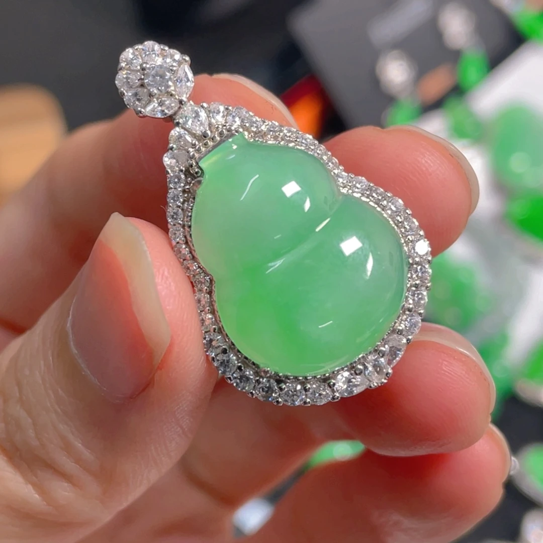 翡翠银S925镶嵌吊坠(不含链)