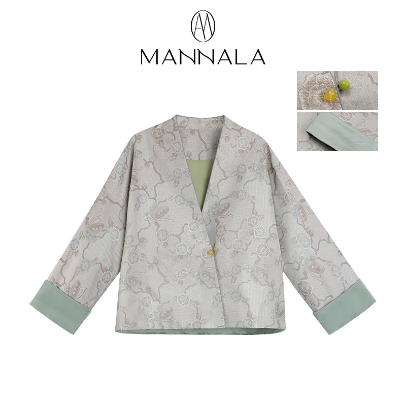 MANNALA丨“花似锦”知性年轻感新中式缠枝蝴蝶牡丹纹宋锦 Q6270