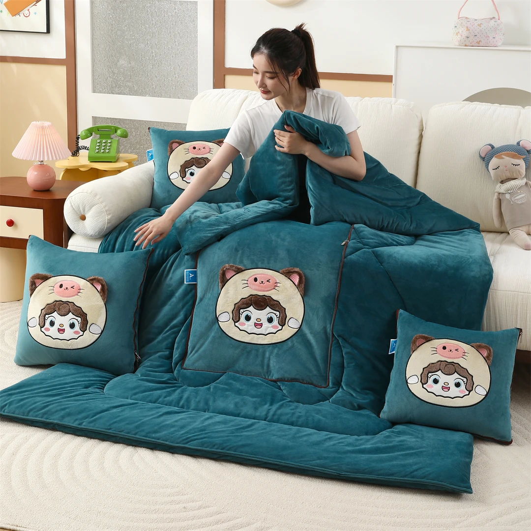 加厚婴儿绒抱枕被子两用折叠汽车靠垫枕头被办公室沙发午睡空调被