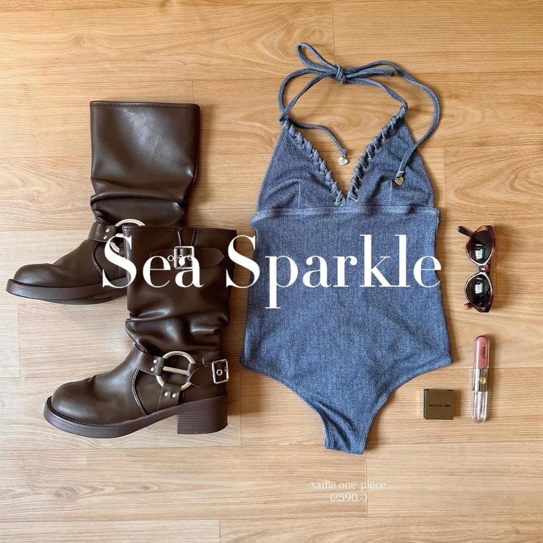 ins复古法式吊带露背连衣泳衣女显瘦遮肉沙滩度假高颜值出片