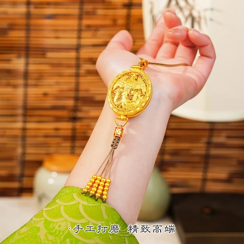 铜合金吊坠 花丝龙凤香囊吊坠项坠精致挂坠金色国潮可开金龙凤凰