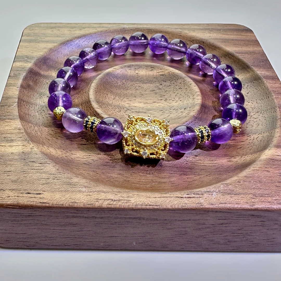 【眾視文创】《运·系列》薰衣草色天然紫水晶手串7-8mm（多样性发货）