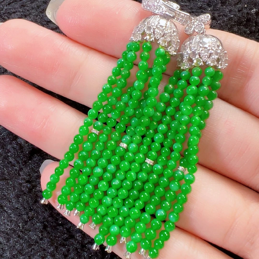 翡翠18K金镶嵌耳饰签收后24小时鉴赏期