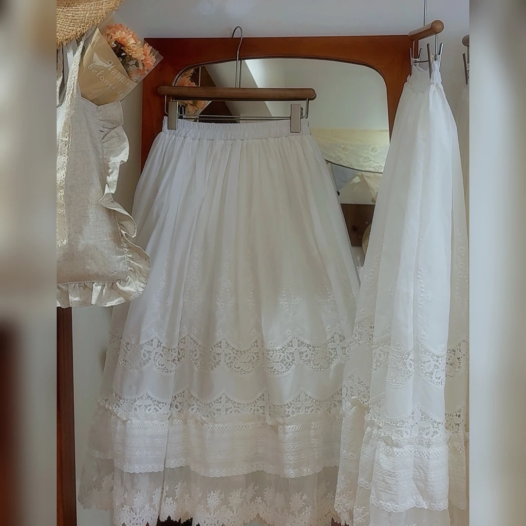 FF家自制款法式重工艺刺绣半裙