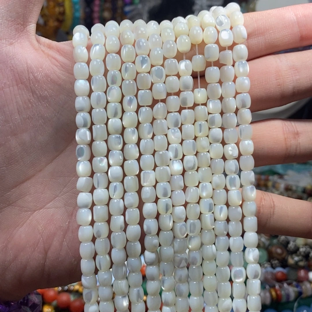 未镶嵌，白蝶贝墩墩6mm，石英质玉