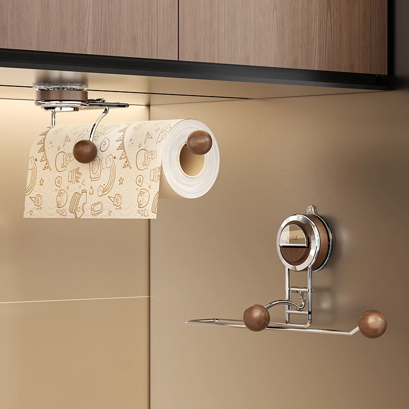 卧室挂架卷纸架悬挂式免打孔厨房橱柜保鲜膜抹布架架子倒纸巾架厨