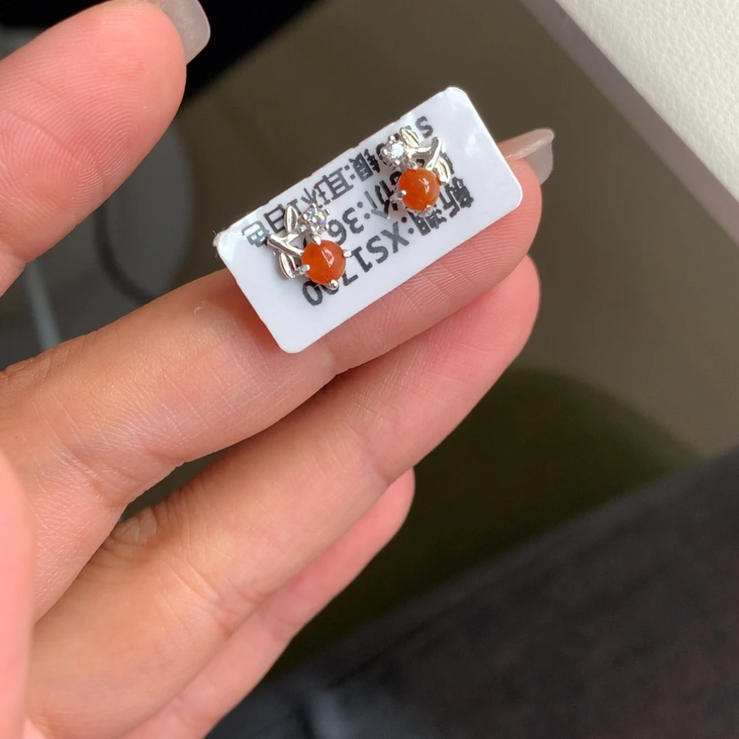 翡翠银S925镶嵌吊坠(不含链)耳钉