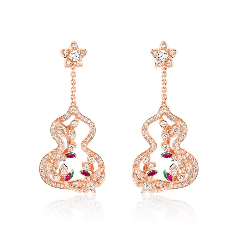 FXM/梓珊 合金合成锆石耳饰 瓢瓜花朵镶嵌耳饰  ZF-A343