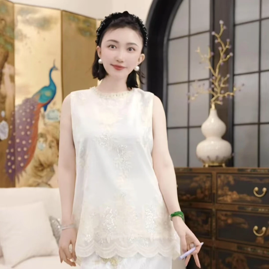 Betty Bairn【清婉】新中式刺绣提花无袖背心25B-BW9296