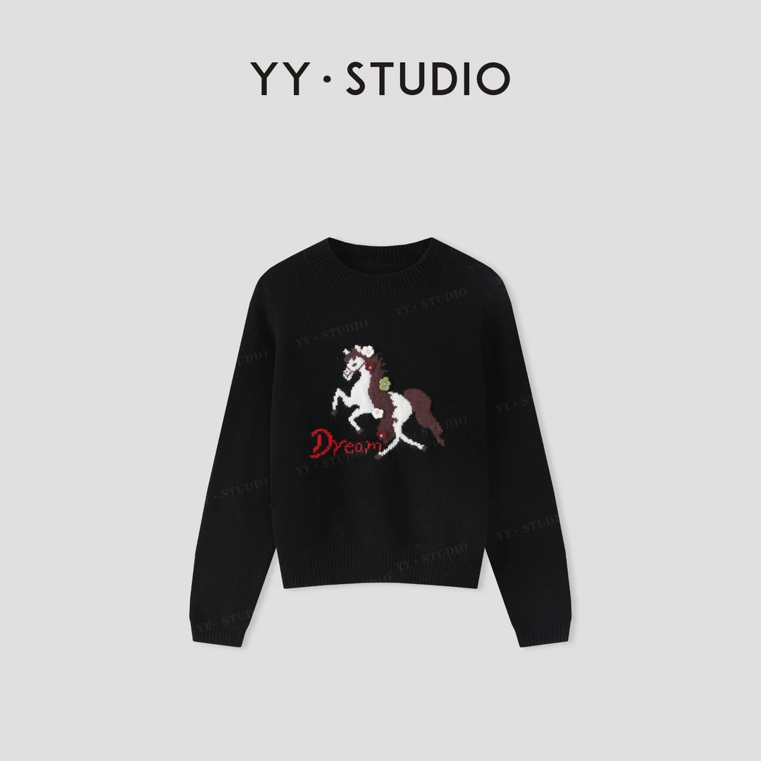 【YANYAN】小白马毛衣女秋冬季新款圆领套头长袖针织衫YY-9242