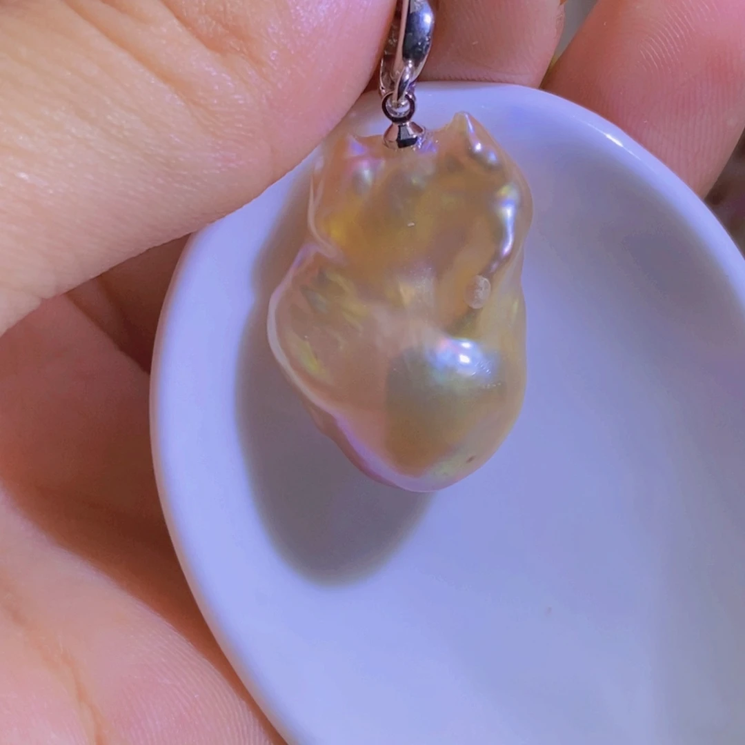 银S925镶嵌淡水珍珠微瑕