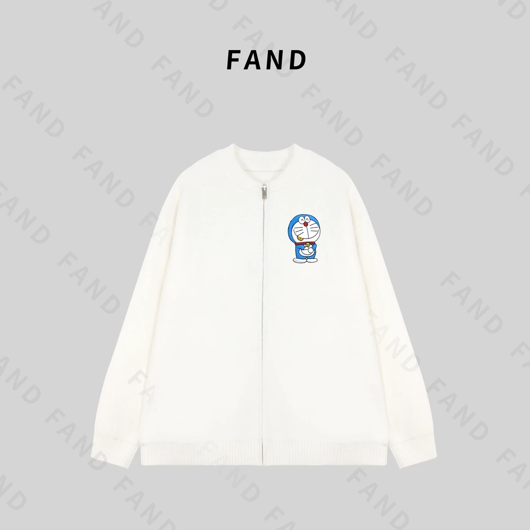 FAND品牌【机器猫】秋冬情侣装加厚保暖刺绣拉链开衫外套毛衣针织衫