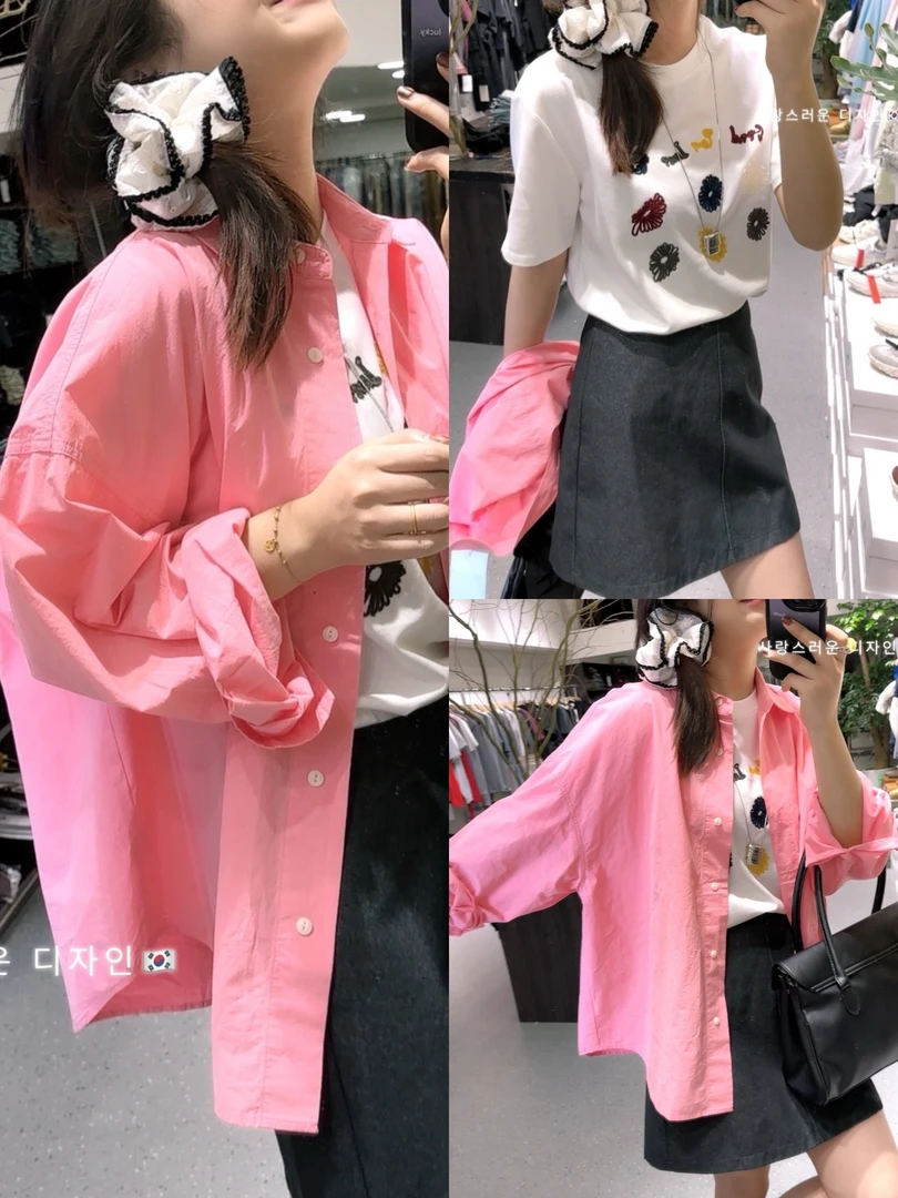 [子系女装]2025新款春上新！简约长袖衬衫宽松舒适显瘦气质翻领