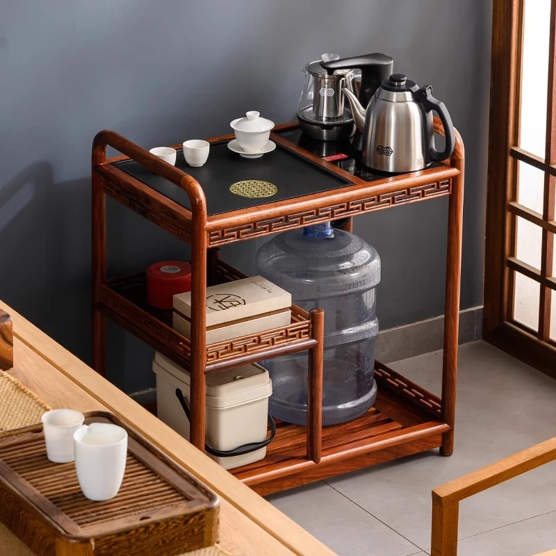 新中式实木移动茶水柜茶几茶桌边柜茶柜沙发边几家用一体小泡茶台