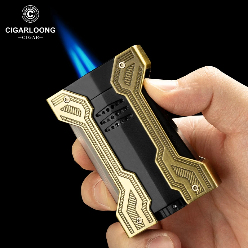 茄龙雪茄打火机双火直冲防风可调节户外便携点烟器礼盒装CB-25B1