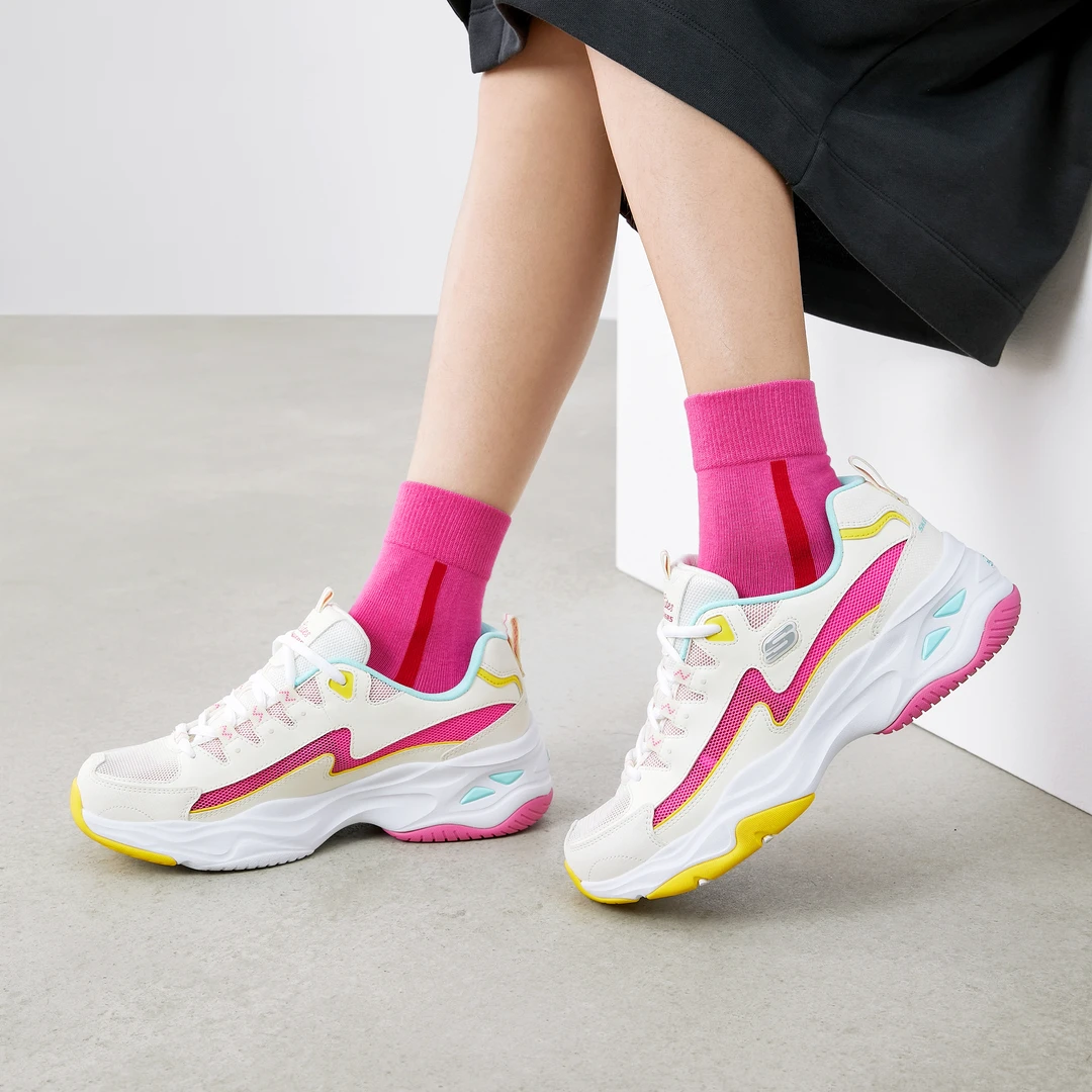 斯凯奇女鞋熊猫鞋厚底增高老爹鞋网面运动鞋缓震耐磨休闲鞋896024