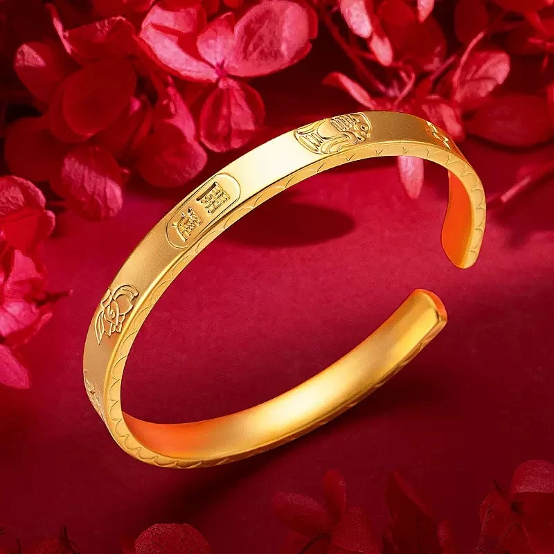 铜合金手镯 吉祥开口女款手镯金色时尚大气
