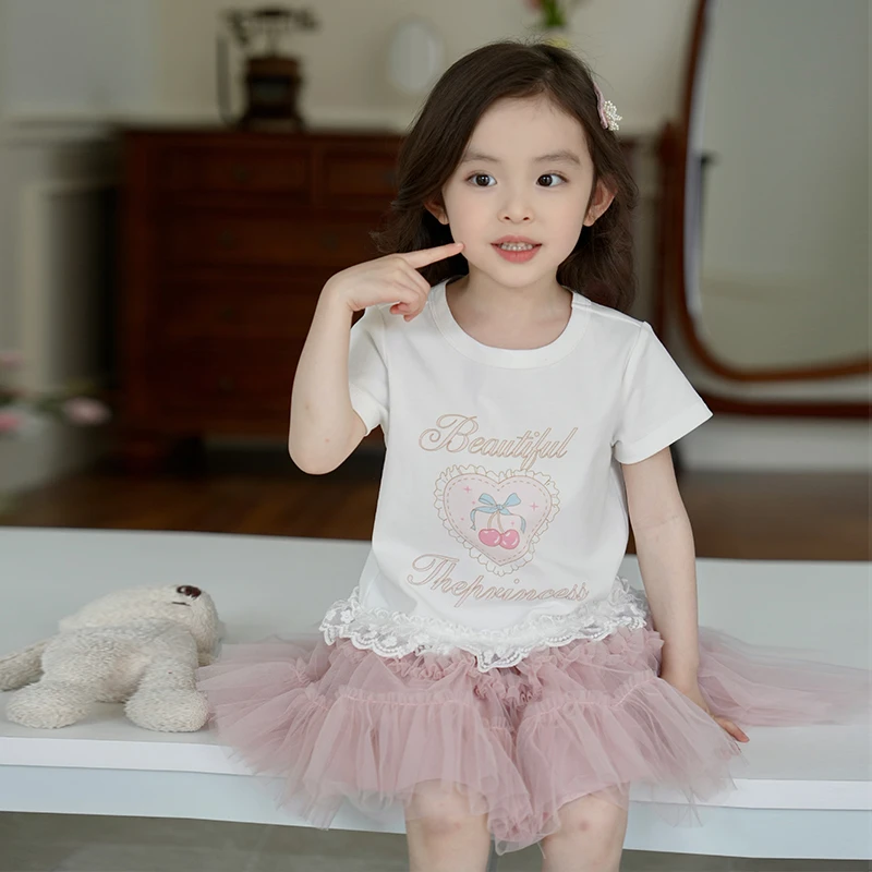 现货 【小樱桃】5523短袖百搭夏季印花时尚圆领洋气T恤女童