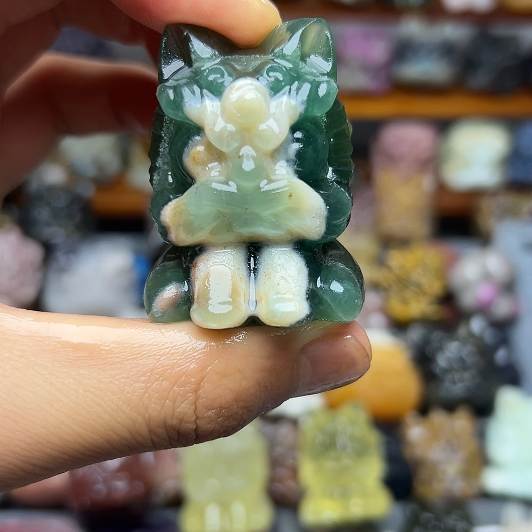 石材醒狮小白萤石