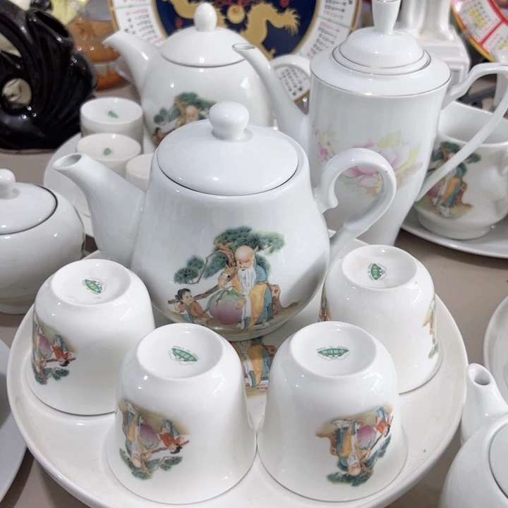 瓷片陶瓷制品寿星壶800毫升杯150毫升托盘