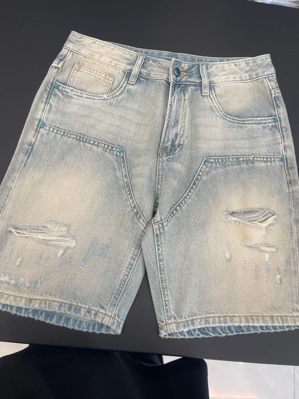 [DAP]2025夏季男士新款牛仔绿松石白色短裤