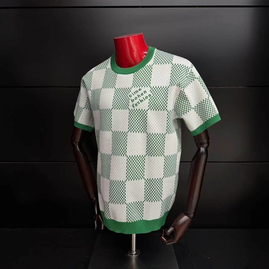 超哥【TIME BOKAN】高奢定制2025夏季时尚百搭针织短袖T恤-77348