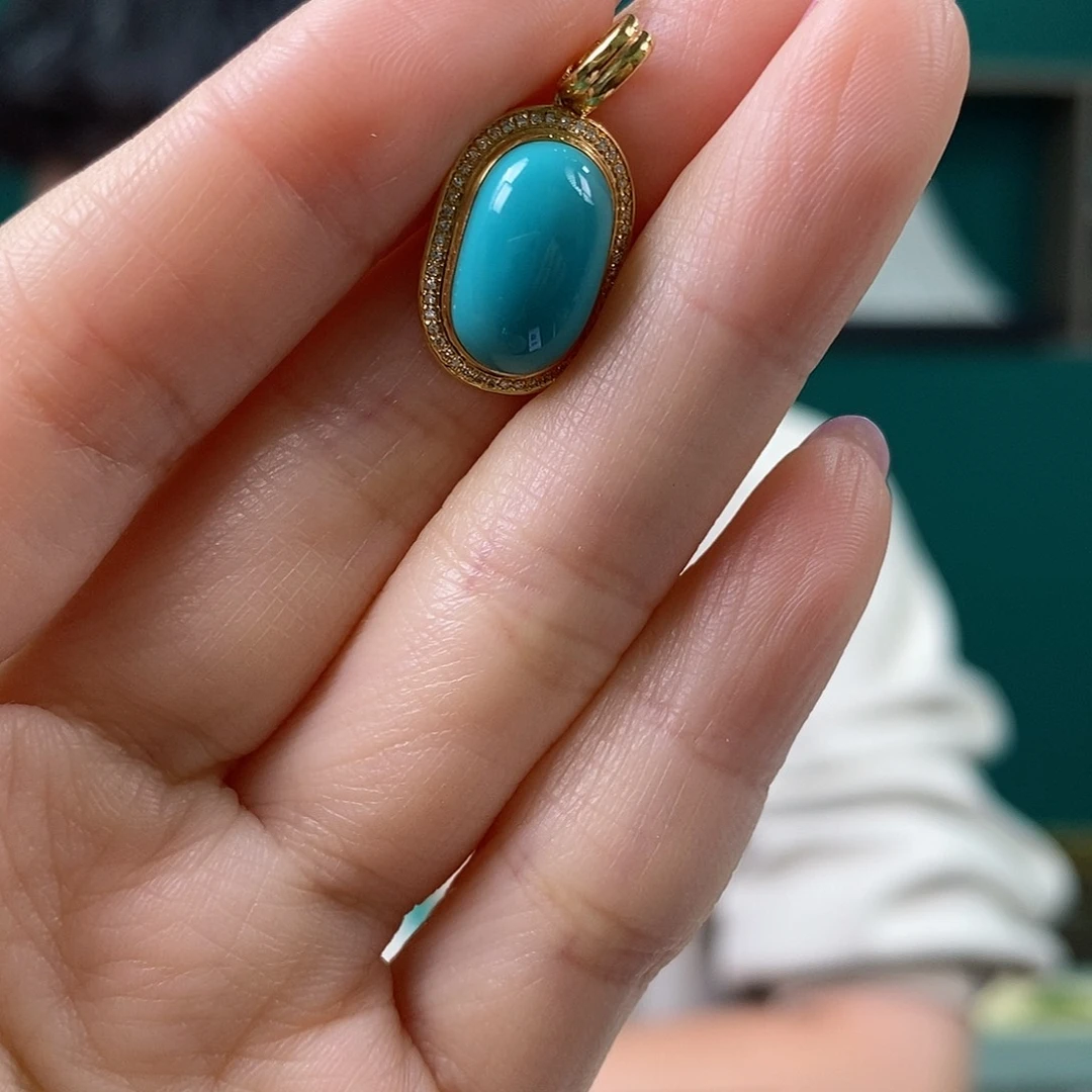 绿松石18K金镶嵌珠宝奇石