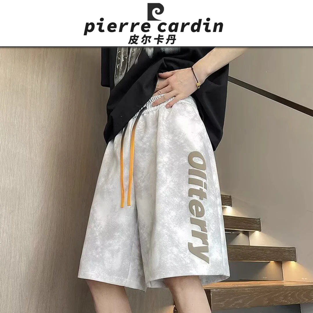 皮尔卡丹【官方】爆款美式扎染夏季宽松直筒运动休闲短裤男