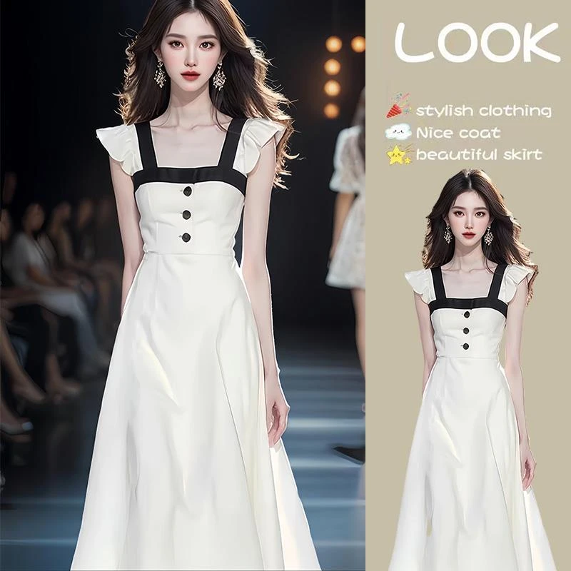 气质小个子白色轻奢女装连衣裙夏季新款2025高级感法式长裙裙子女