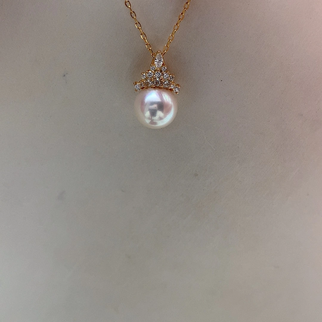 吊坠(赠链)海水珍珠银S925镶嵌8.5-9mm ak