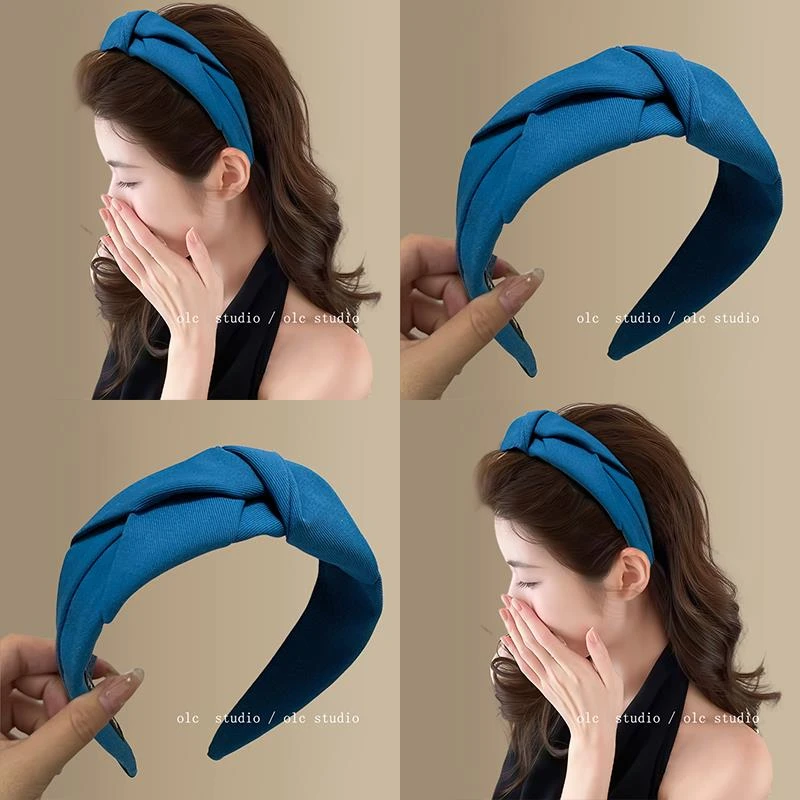 显白孔雀蓝~韩系打结发箍高颅顶百搭秋外出宽边头箍显脸小2025款
