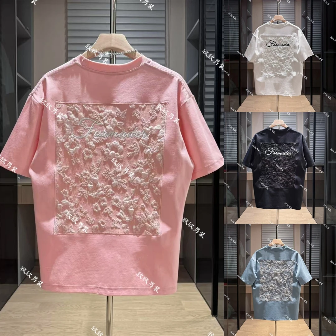浮雕刺绣潮牌印花痞帅时尚男士休闲短袖