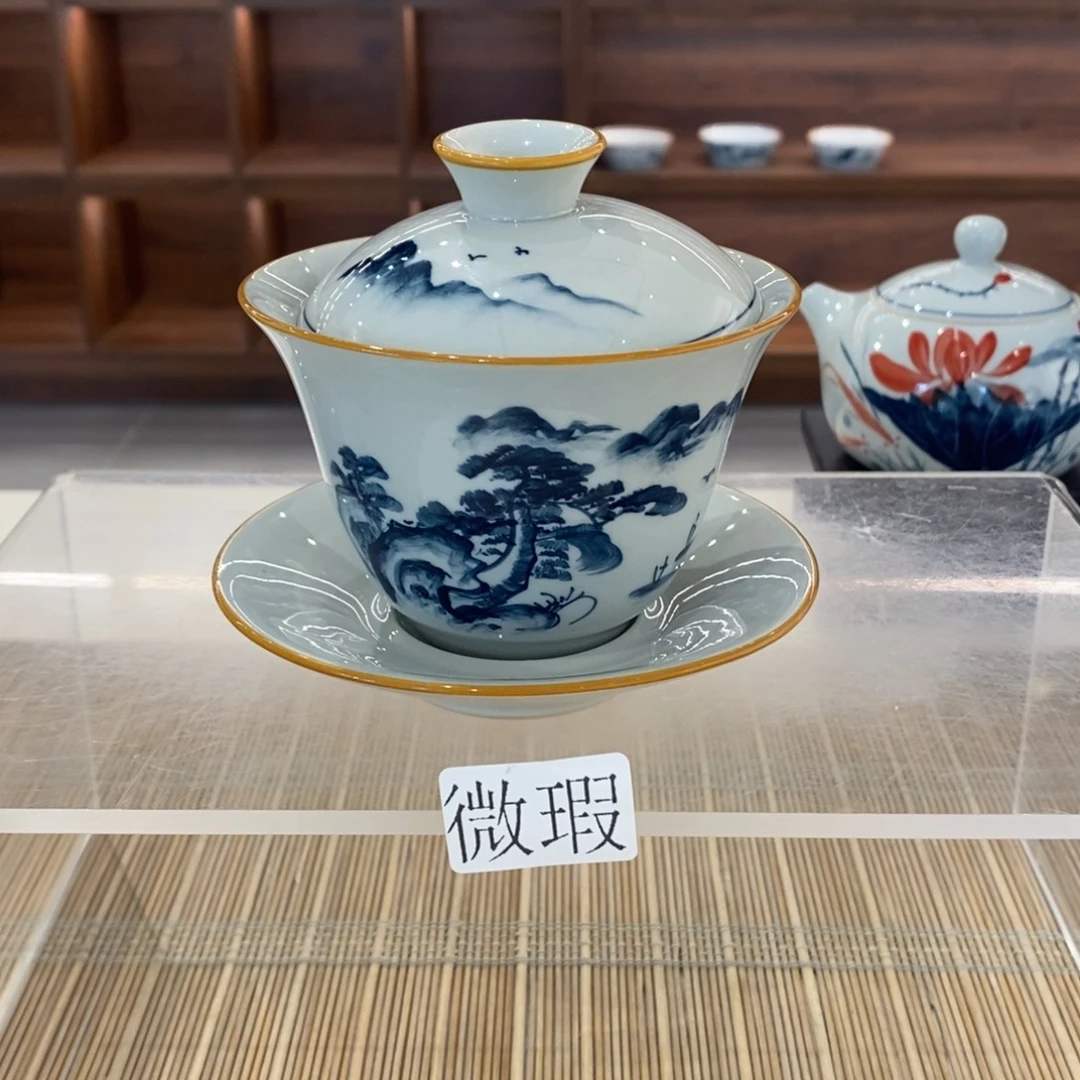 釉下彩老陶泥手工绘制