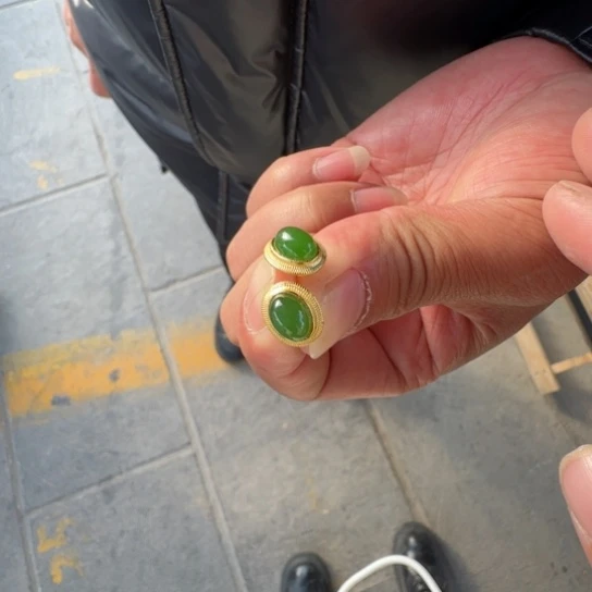 和田玉耳饰银S925镶嵌