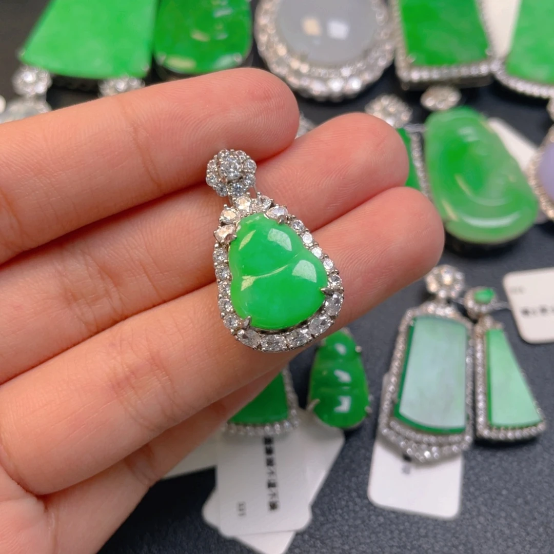 翡翠银S925镶嵌吊坠(不含链)