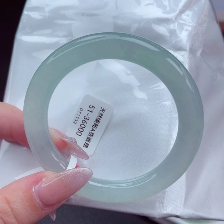 翡翠手镯未镶嵌51.4冰晴水绿 冰清玉洁冰透起光 18号