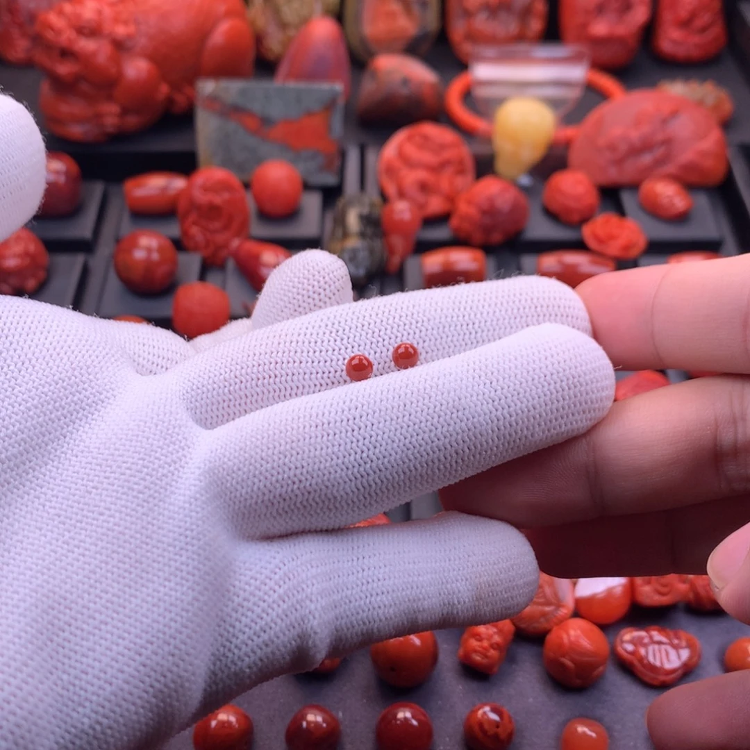 南红玛瑙未镶嵌川料原矿满色满肉圆珠对珠4mm+