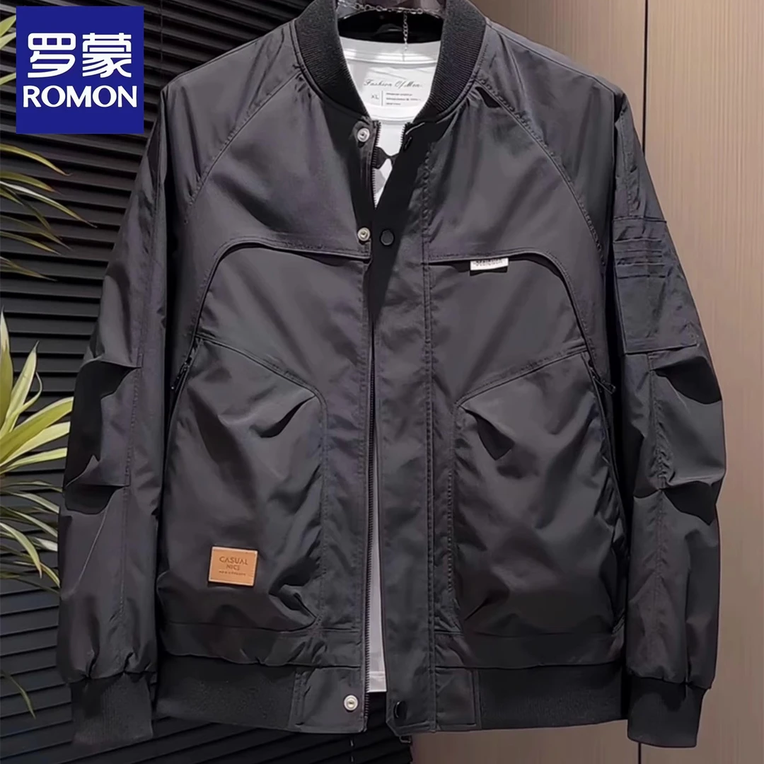 Romon/罗蒙棒球服外套男士2025新款潮流宽松休闲飞行员夹克秋装