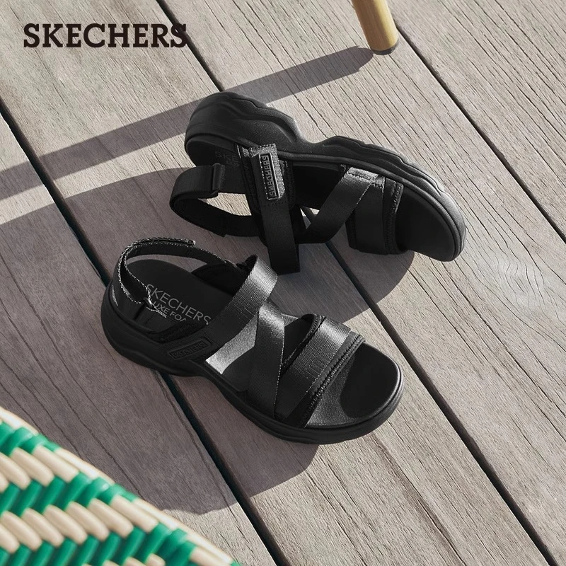 斯凯奇官方女鞋休闲外穿凉拖厚底沙滩鞋时尚凉鞋163540